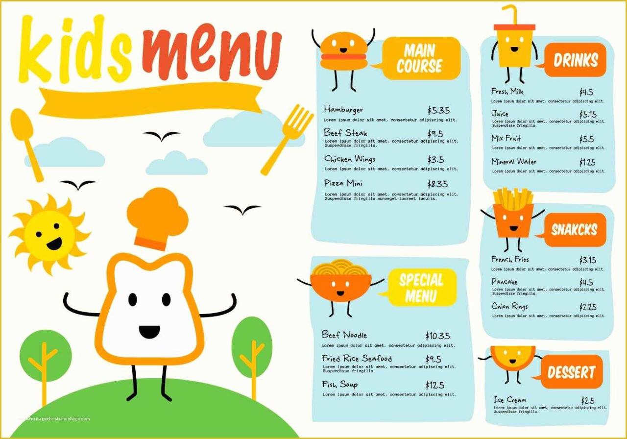 Colorful kids meal menu template Royalty Free Vector Image Colorful kids meal menu template Royalty Free Vector Image
