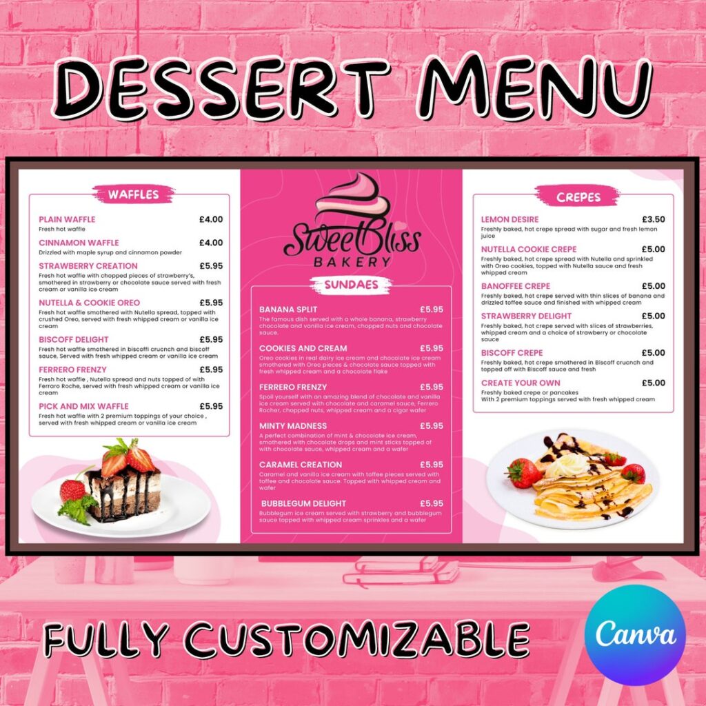 Dessert Menu