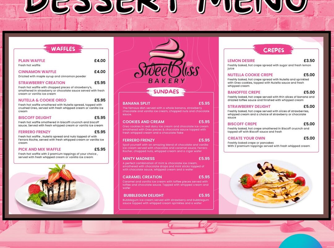 Dessert Menu