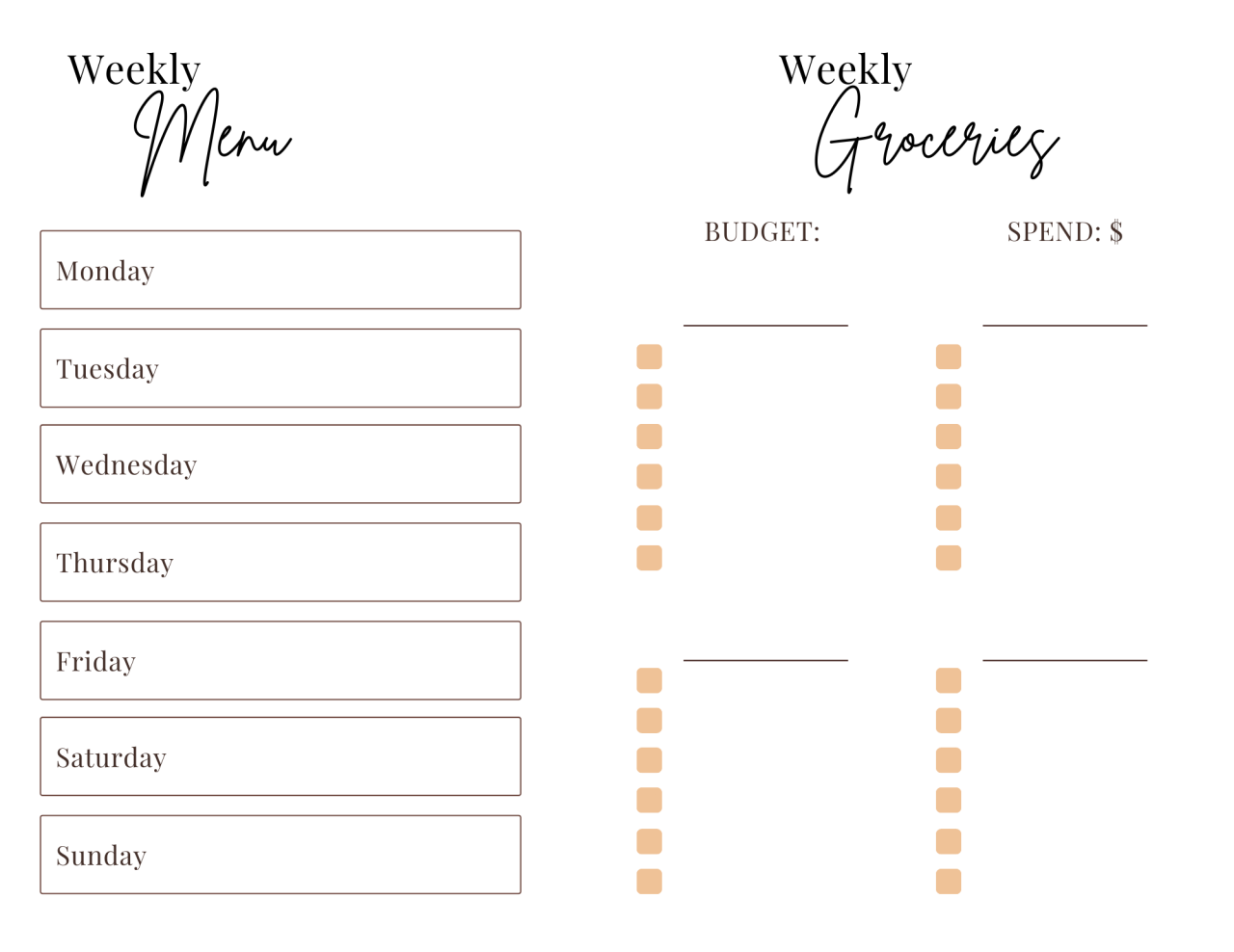 Free Printable Weekly Meal Planning Sheet - Jenny at dapperhouse